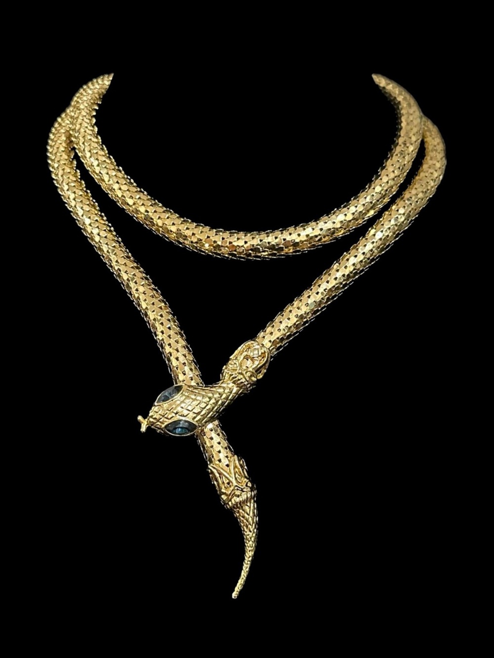 Vintage Gold Snake-Shaped Reptile Accent Belt/Necklace - Unbranded